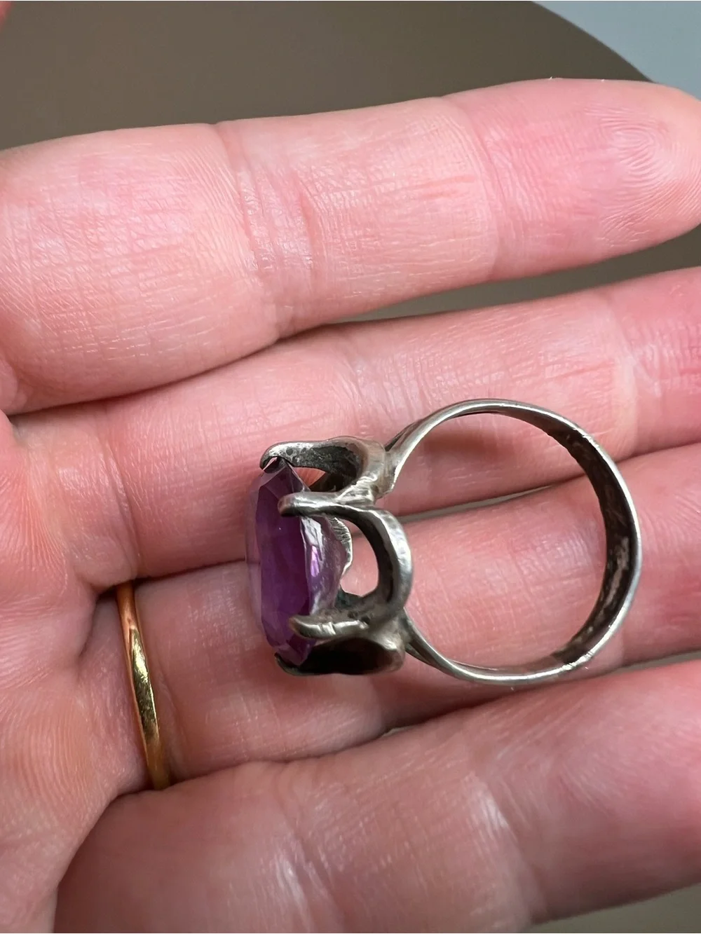 Purple Oval Amethyst Sterling Silver Cocktail Ring